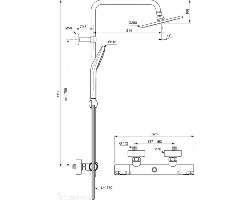 Душевая система Ideal Standard Ceratherm T50 A7225AA термостатическая