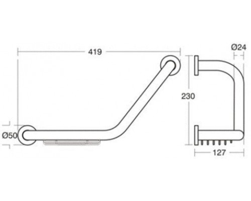 Ideal Standard IOM Поручень с мыльницей, с крепежом, диаметр трубы 24 мм.