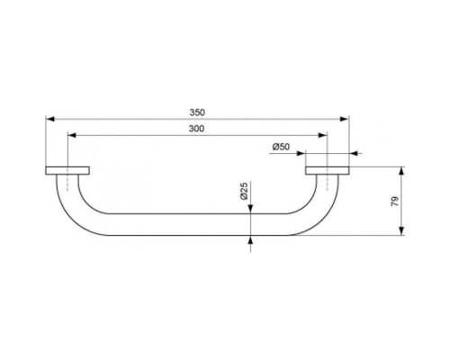 Ideal Standard IOM Поручень прямой 300 мм с крепежом, диаметр трубы 24 мм.