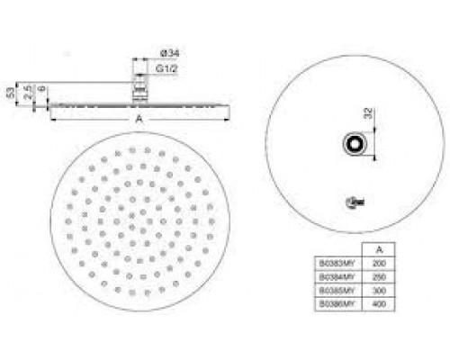 Верхний душ Ideal Standard IdeaRain LUXE B0384MY, d 250 мм