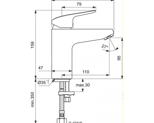 Смеситель Ideal Standard Ceraflex Grande для раковины, хром, B1713AA
