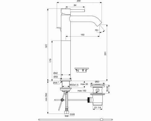 Смеситель Ideal Standart Ceraline Black BC194XG для раковины