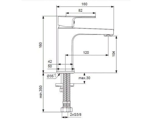 Смеситель Ideal Standart Esla BC224AA с донным клапаном для раковины