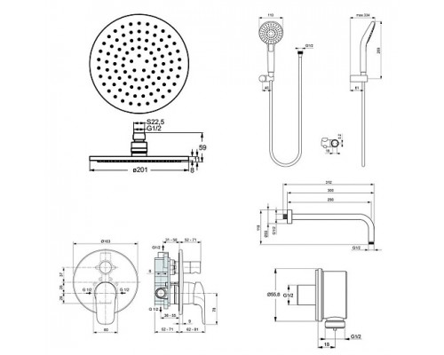 Промо набор для душа Ideal Standard Ceraflex 4 in 1 BC447AA