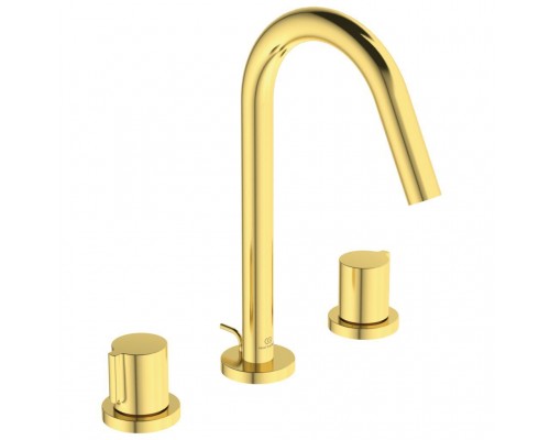 Смеситель для раковины Ideal Standard Atelier Joy на три отверстия BC783A2 с донным клапаном, шлифованное золото
