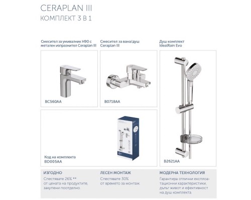Комплект для ванны Ideal Standard Ceraplan III (BD005AA)
