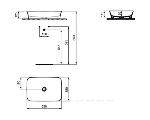 Умывальник накладной Ideal Standard Ipalyss Vessel E207601 55x38 белый