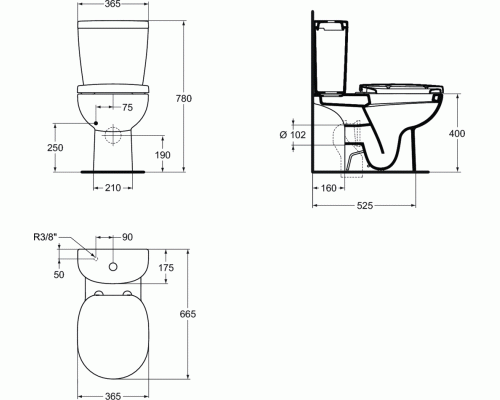 Бачок для унитаза, боковая подводка Ideal Standard CONNECT ARC E786101