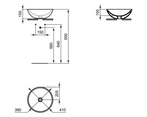 Раковина накладная Ideal Standard STRADA O круглый 41x41 см (черный матовый) K0795V3