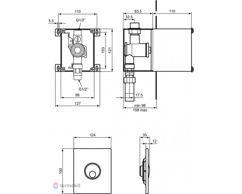 Кнопка смыва механическая Ideal Standard ProSys Septa Pro U3 R0139AC белая