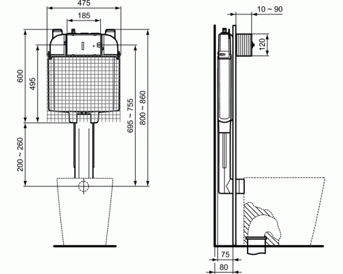 Бачок для приставного унитаза Ideal Standard ProSys 80M R014767 (механический)