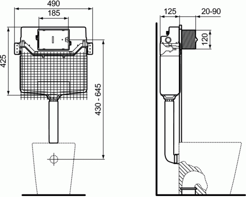 Бачок для приставного унитаза Ideal Standard ProSys 120M R015667 (механический)