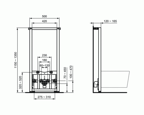 Инсталляция для биде Ideal Standard ProSys R016267