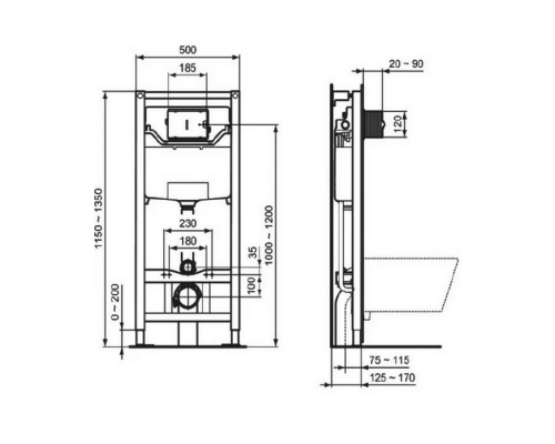 Инсталляция + унитаз Ideal Standard Connect с сиденьем Soft Close