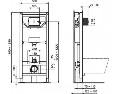 Система инсталляции для унитазов Ideal Standard Prosys Frame 120 M R020467