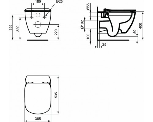 Промо комплект:  инсталляция с унитазом Ideal Standard Tesi Aquablade + кнопка Oleas M2 черный матовый