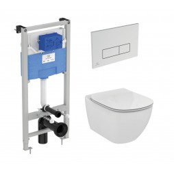 Промо комплект:  инсталляция с унитазом Ideal Standard Tesi Aquablade + кнопка Oleas M2 хром