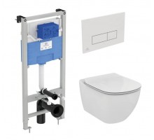 Промо комплект:  инсталляция с унитазом Ideal Standard Tesi Aquablade + кнопка Oleas M2 белая Промо комплект:  инсталляция с унитазом Ideal Standard Tesi Aquablade + кнопка Oleas M2 белая