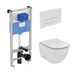 Промо комплект:  инсталляция с унитазом Ideal Standard Tesi Aquablade + кнопка Oleas M2 белая
