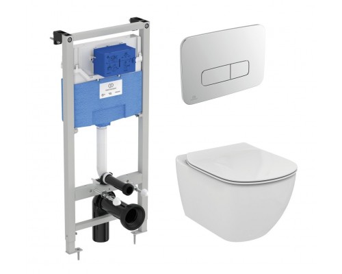 Промо комплект:  инсталляция с унитазом Ideal Standard Tesi Aquablade + кнопка Oleas M3 хром