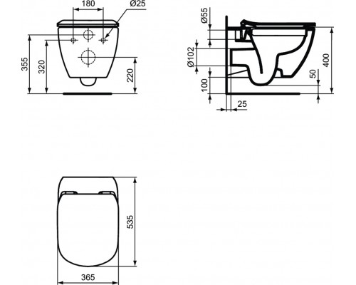 Промо комплект:  инсталляция с унитазом Ideal Standard Tesi Aquablade + кнопка Oleas M3 хром