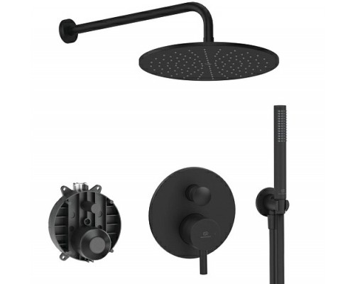 Система скрытого монтажа Ideal Standard Ceraline Black (6 in 1) SetA6939XG-2, верхний душ 300мм