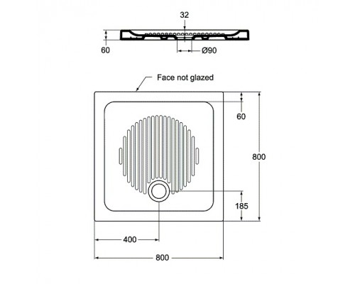 Керамический квадратный душевой поддон 80X80 см Ideal Standard CONNECT T266001