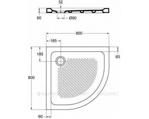 Керамический угловой (сегментный) душевой поддон 80X80 см Ideal Standard CONNECT T266701