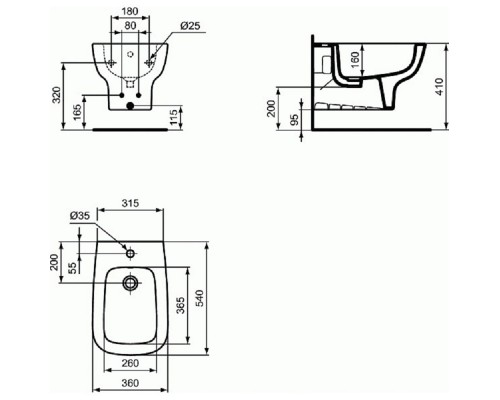Биде Ideal Standard Esedra T281501 подвесное с крепежом TT0299598