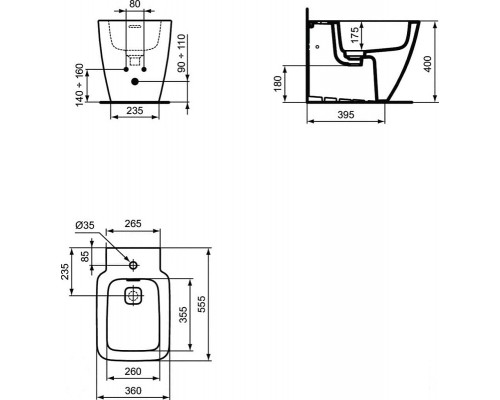 Биде Ideal Standard Strada II T296901 напольное с крепежом