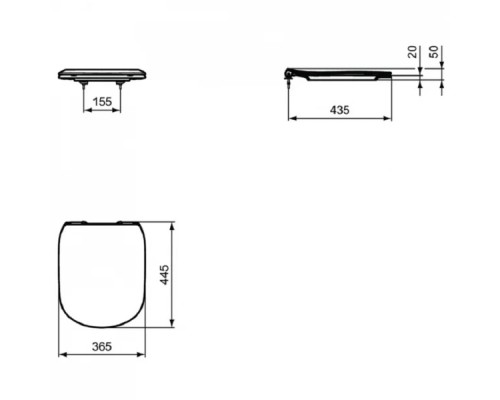 Cиденье тонкое Ideal Standard Tesi T3527V3 с микролифтом черное матовое