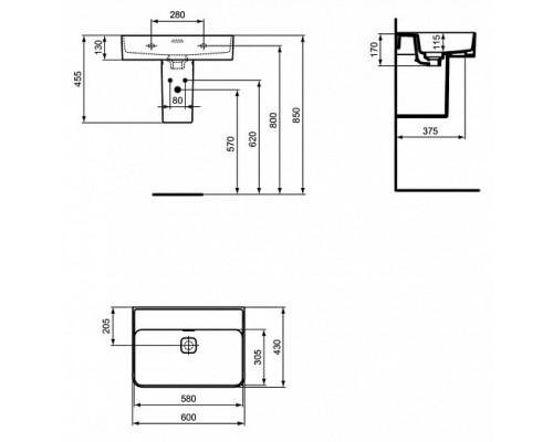 Раковина Ideal Standard Strada II 60 см, белый, T363801