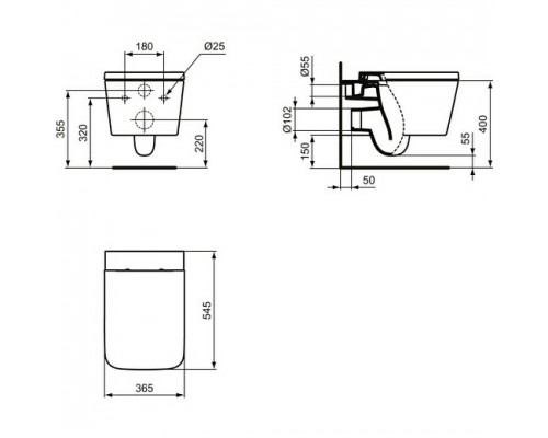 Унитаз подвесной Ideal Standard Blend Cube Aquablade с сиденьем T368601+T392701