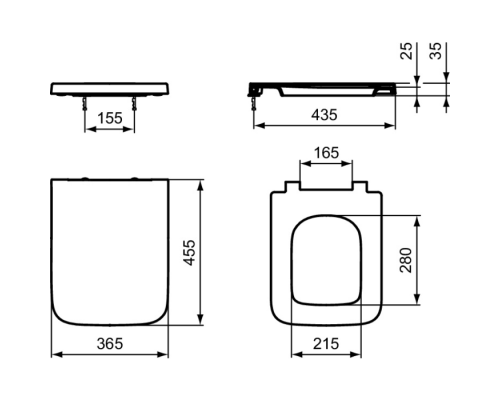 Cиденье тонкое Ideal Standard Blend Cude T392701 с микролифтом, петли хром