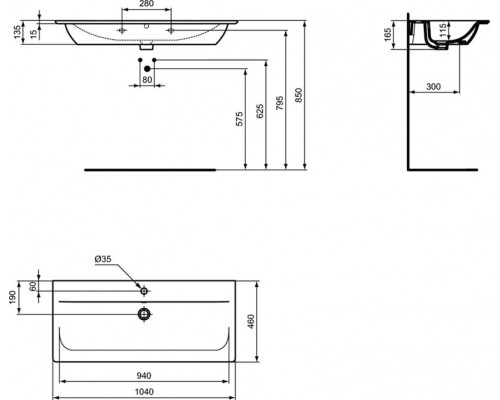 Умывальник 104 см Ideal Standard CONNECT AIR Vanity E027401