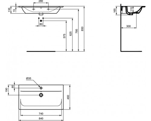 Умывальник 84 см Ideal Standard CONNECT AIR Vanity E027901