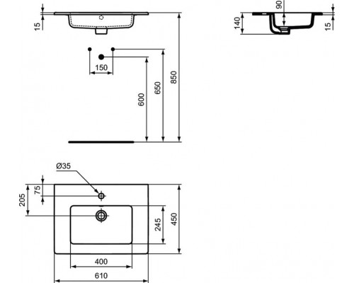 Умывальник 61X45.5 см Ideal Standard TEMPO Vanity E066801