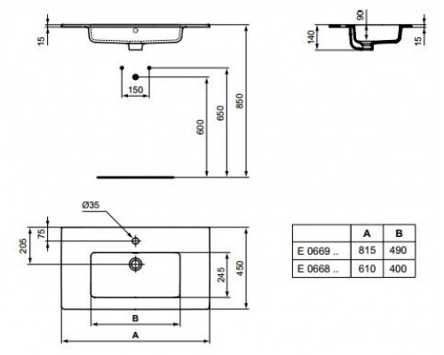 Раковина Ideal Standard Tempo E066901 81.5x45 см