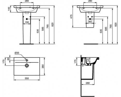 Умывальник 55X38 см Ideal Standard CONNECT SPACE E136401