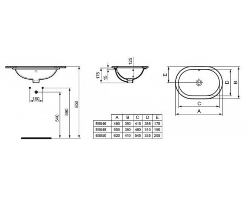 Раковина Ideal Standard Connect E505001 62 см