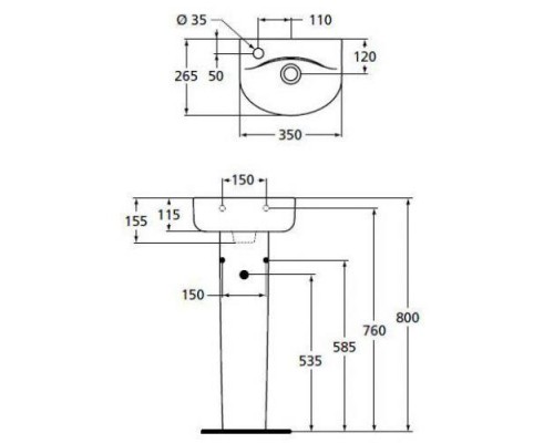 Рукомойник Ideal Standard Connect ARC E791401 35 см