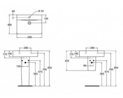 Раковина Ideal Standard Connect Cube E794501  (60 см)