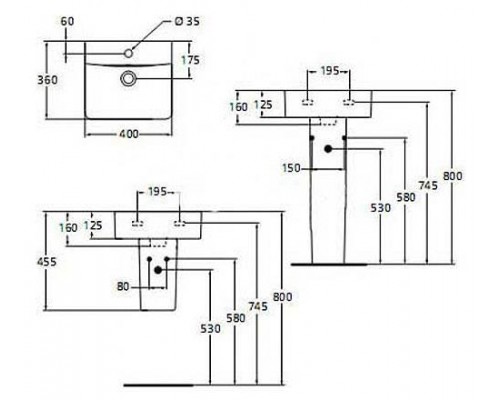 Рукомойник Ideal Standard Connect Cube E803301 (40 см)