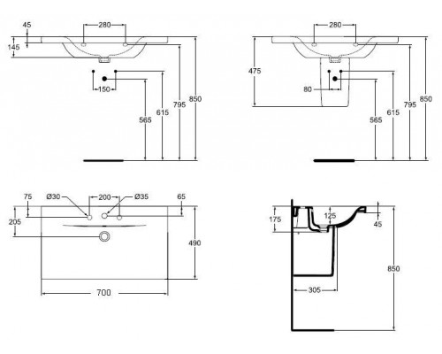 Раковина Ideal Standard Connect new E812801 (70 см)