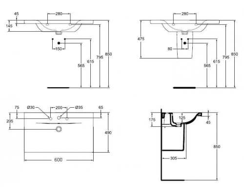 Раковина Ideal Standard Connect new E812901 (60 см)