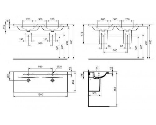 Раковина Ideal Standard Connect new E813601 двойная