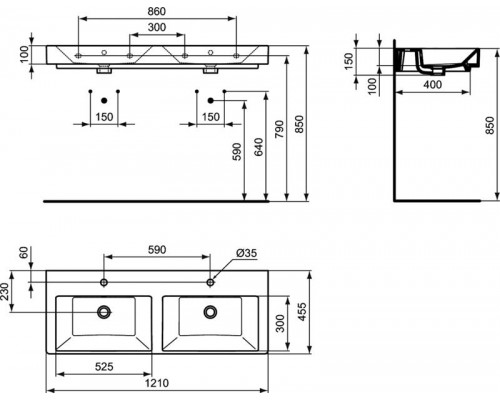 Двойной умывальник 120 см Ideal Standard STRADA K079101