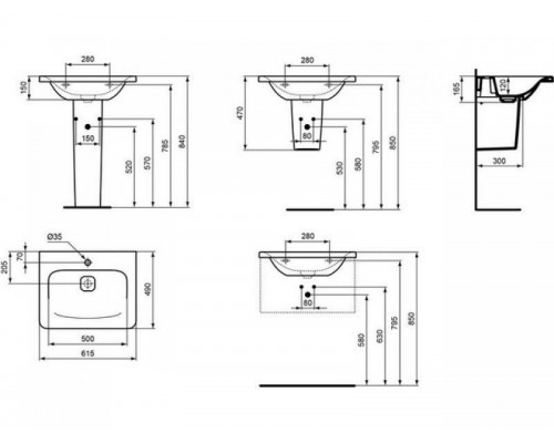 Умывальник 60 см Ideal Standard TONIC II K083701 мебельный