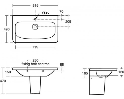 Умывальник 80 см Ideal Standard TONIC II K083901