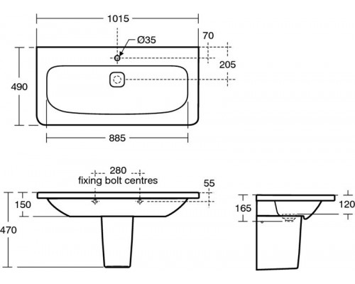 Умывальник 100 см Ideal Standard TONIC II K086201